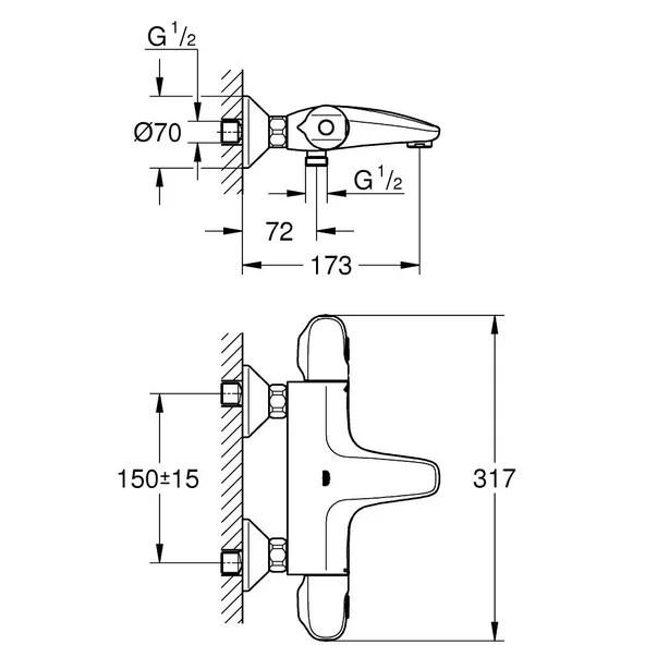 Baterie termostatata cada negru mat Grohe Grohtherm 1000 [3]