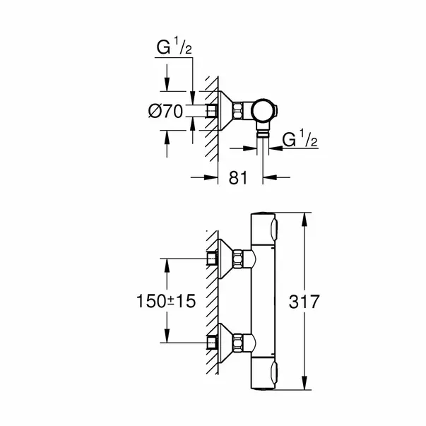 Baterie dus Grohe Precision Flow termostatata crom lucios [3]