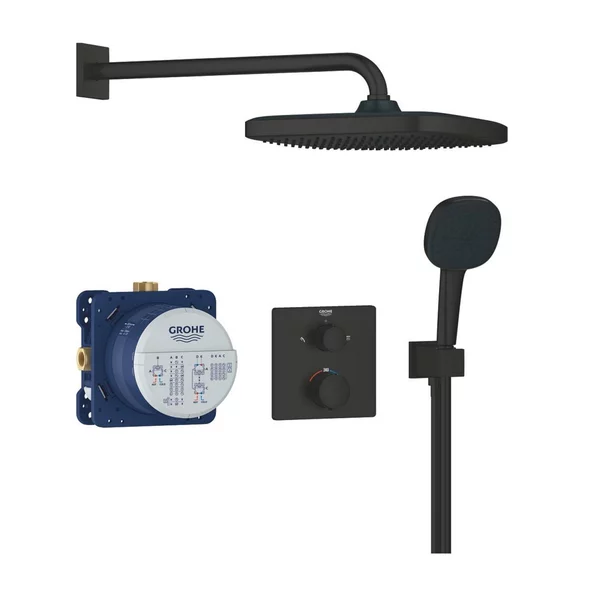 Sisteme de dus - Sistem de dus incastrat Grohe Precision cu palarie patrata Vitalio Comfort 250 negru mat