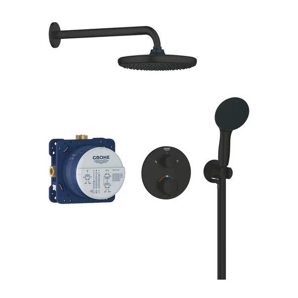 Sistem de dus incastrat Grohe Precision cu palarie rotunda Vitalio Start 250 negru mat [1]