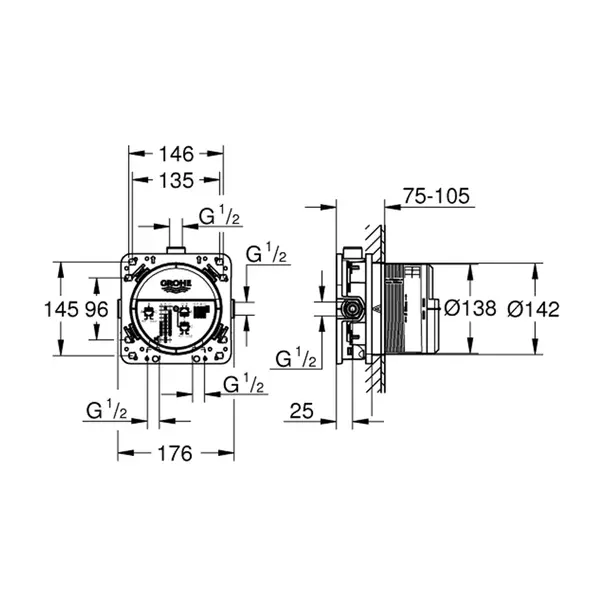 Corp incastrat Grohe Rapido SmartBox Universal 1/2" [7]