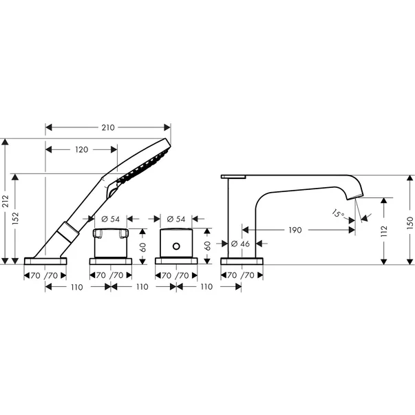 Baterie cada termostatata Hansgrohe Axor CitterioE cu 4 elemente [2]