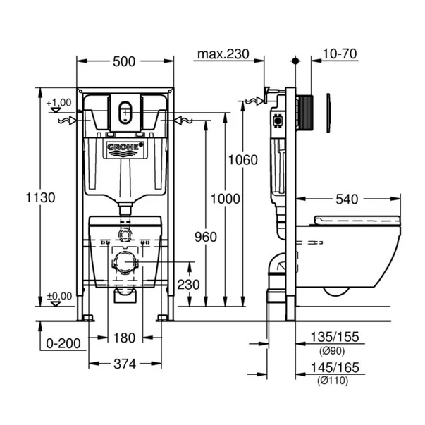 Set vas wc cu capac, clapeta si rezervor incastrat Grohe Euroceramic Rapid SL [3]
