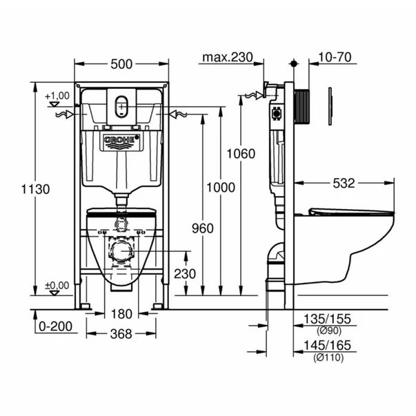 Set vas wc cu capac, clapeta si rezervor incastrat Grohe Bau Ceramic Rapid SL [2]