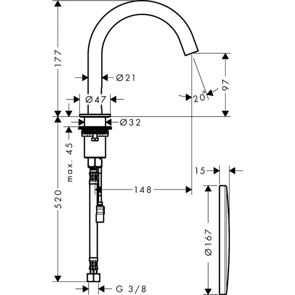 Baterie lavoar cu senzor Hansgrohe Axor Uno [2]