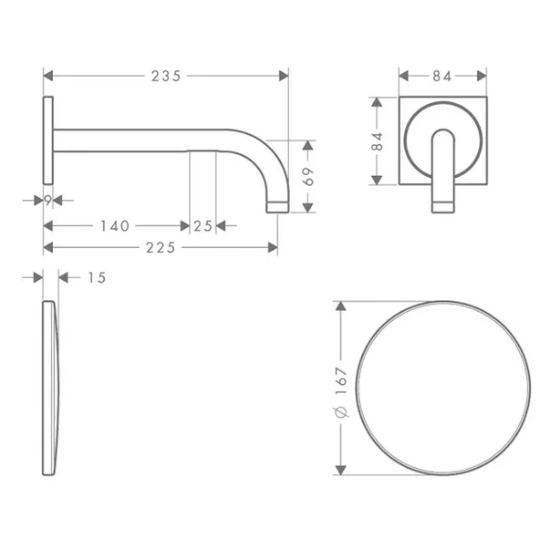 Baterie lavoar cu senzor incastrata Hansgrohe Axor Uno 22.5 cm [2]