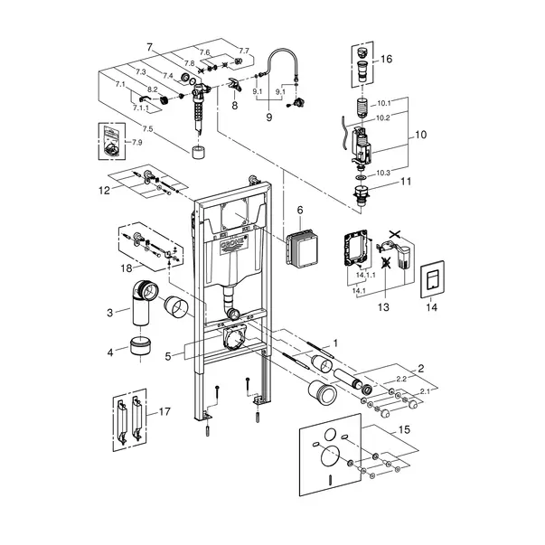 Set 5 in 1 Grohe Rapid SL pentru vas WC cu clapeta Skate Cosmopolitan [4]