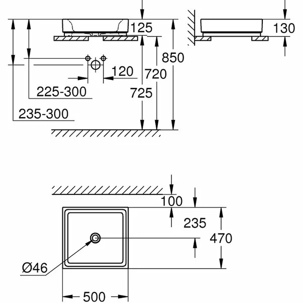 Lavoar pe blat Grohe Cube Ceramic 50 cm [3]