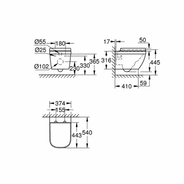 Set vas wc suspendat Grohe Euro Ceramic Triple Vortex rimless si capac softclose [2]