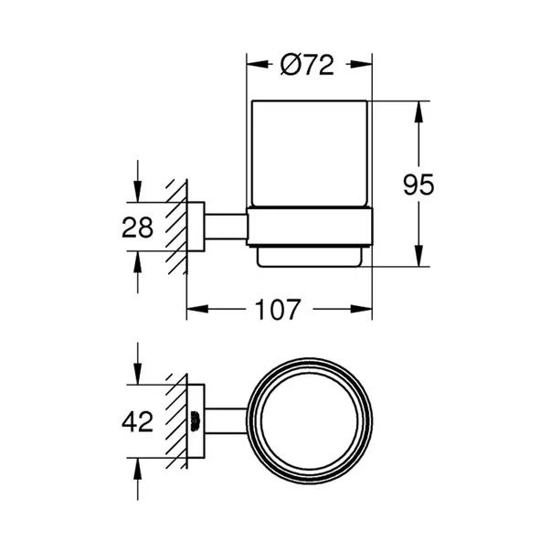 Suport periute de dinti Grohe Essentials Cube crom lucios - sticla transparenta [3]