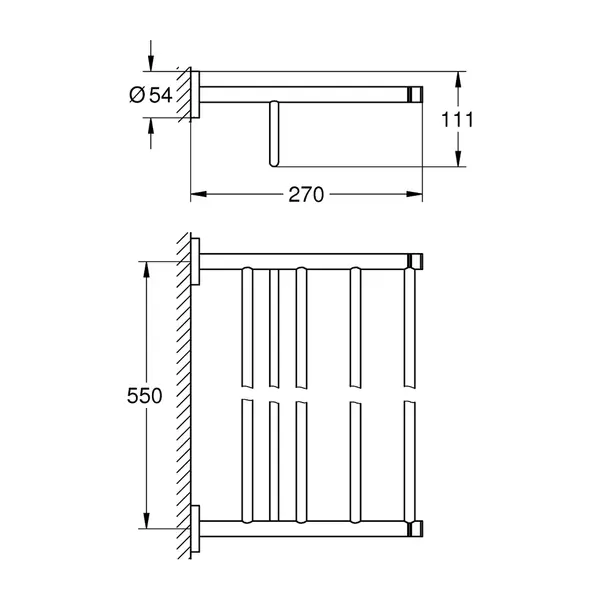 Bara portprosop cu suport Grohe Essentials 60 cm auriu periat Cool Sunrise [2]