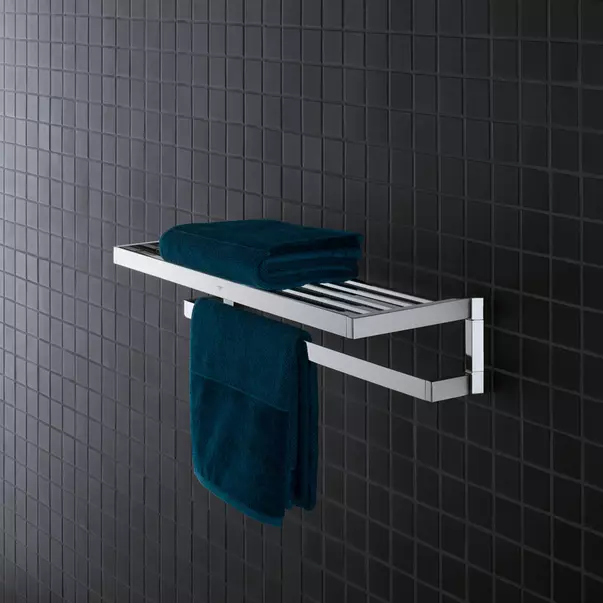 Cuiere si suporturi prosoape - Bara portprosop cu suport Grohe Selection Cube 58 cm crom lucios