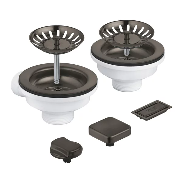 Set de scurgere cu ornament butoane pentru chiuveta dubla Grohe grafit mat [1]