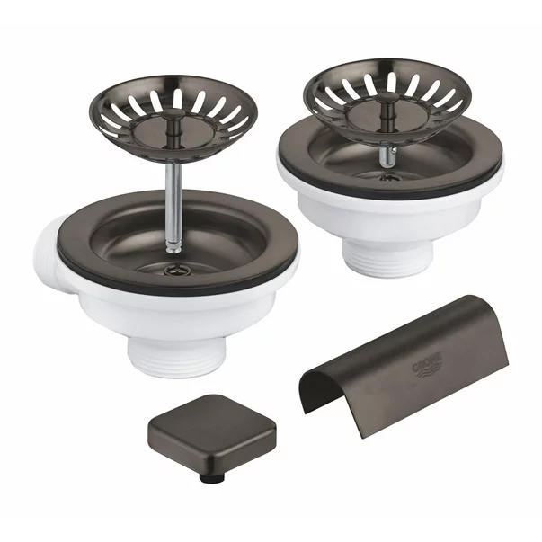 Set de scurgere cu ornament butoane pentru chiuveta dubla Grohe grafit mat 40999AL0 [1]