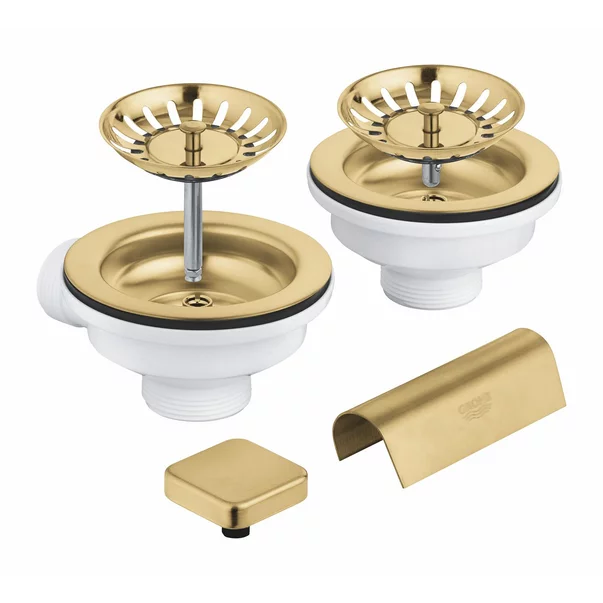 Set de scurgere cu ornament butoane pentru chiuveta dubla Grohe auriu mat 40999GN0 [1]