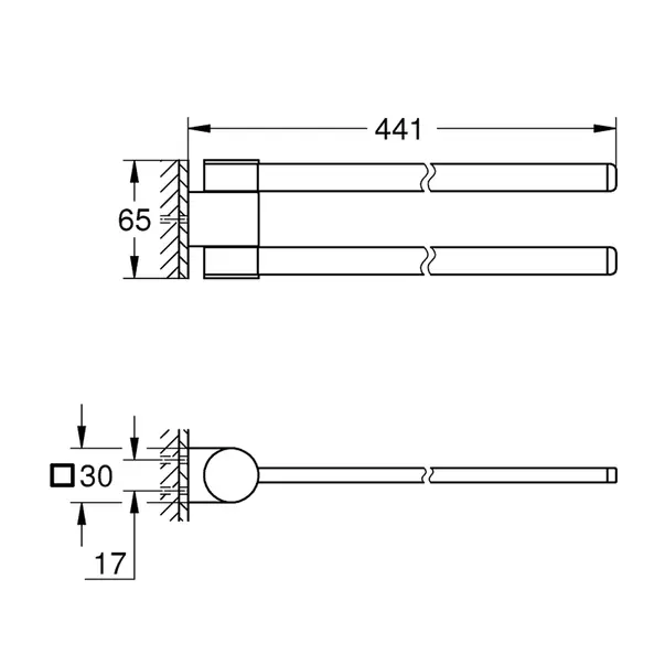 Bara dubla portprosop Grohe Selection 44 cm auriu lucios Cool Sunrise [3]