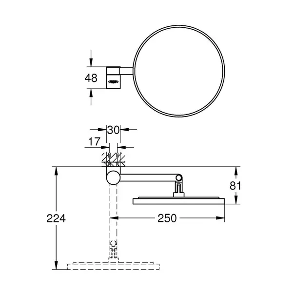 Oglinda cosmetica Grohe Selection 20 cm antracit periat Hard Graphite [2]