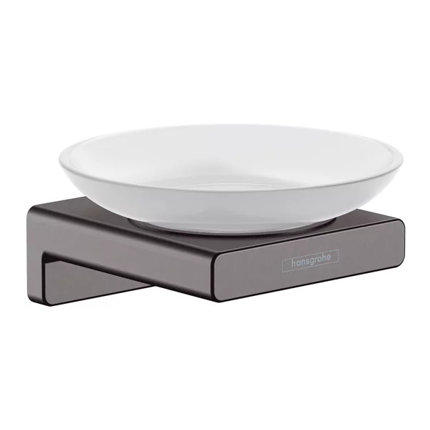 Accesorii lavoar - Savoniera cu suport Hansgrohe AddStoris negru - crom periat