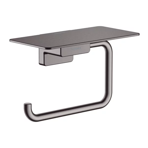 Accesorii toaleta - Suport hartie igienica cu raft Hansgrohe AddStoris negru - crom periat