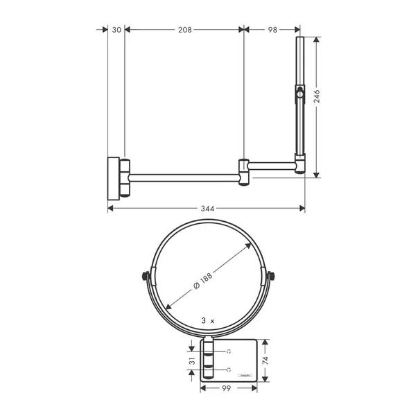 Oglinda pentru barbierit cu lupa Hansgrohe AddStoris crom [2]