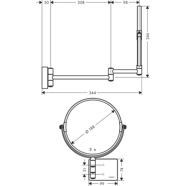 Oglinda pentru barbierit Hansgrohe AddStoris [3]