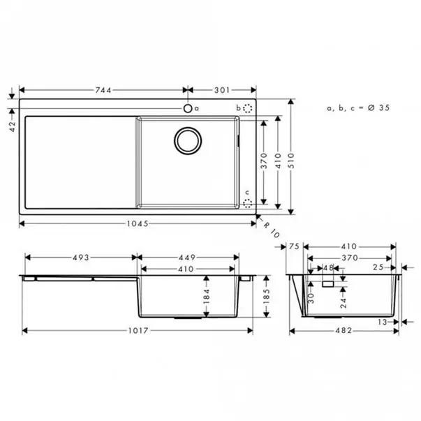 Chiuveta bucatarie Hansgrohe S71 inox 104.5x51 cm [2]