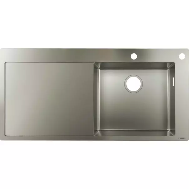 Chiuvete Inox - Chiuveta bucatarie Hansgrohe S71 inox 104.5x51 cm picurator dreapta cu orificiu buton control