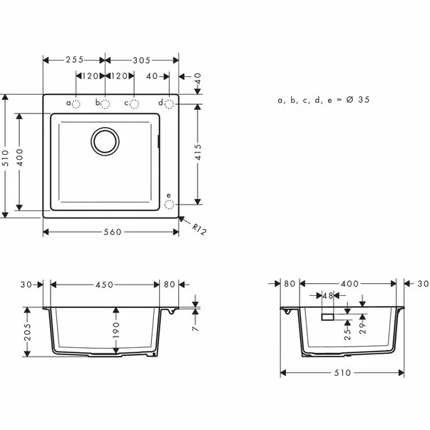 Chiuveta compozit Hansgrohe S51 SilicaTec gri piatra 56x51 cm [2]