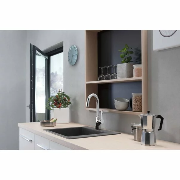 Chiuveta compozit Hansgrohe S51 SilicaTec gri piatra 56x51 cm [4]