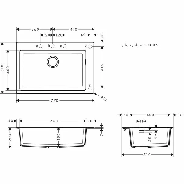 Chiuveta compozit Hansgrohe S51 SilicaTec negru grafit 77x51 cm [3]