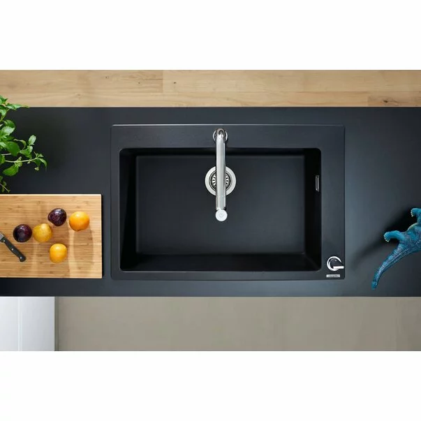 Chiuveta compozit Hansgrohe S51 SilicaTec negru grafit 77x51 cm [4]