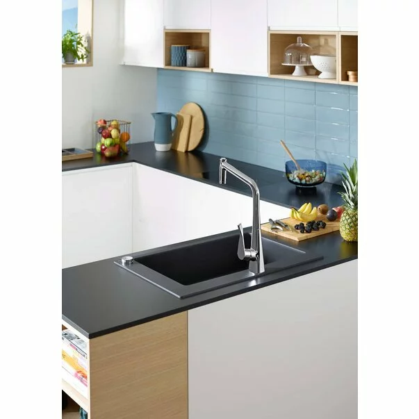 Chiuveta compozit Hansgrohe S51 SilicaTec gri piatra 77x51 cm [3]
