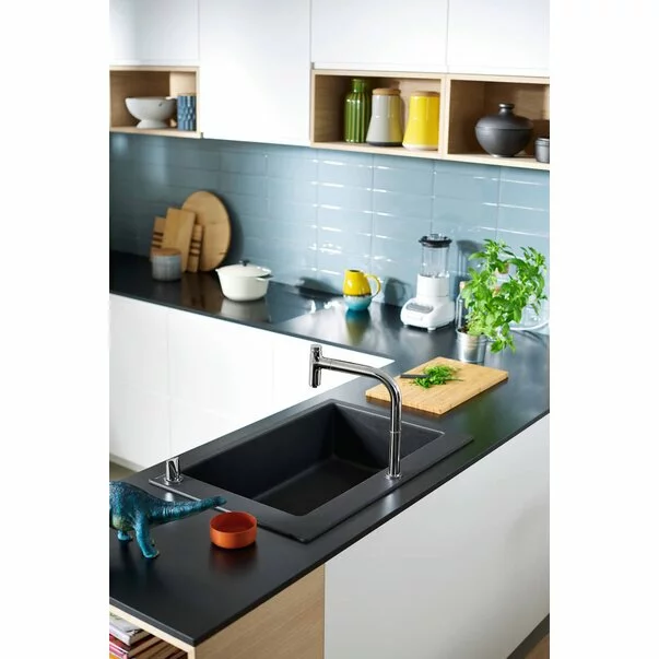 Chiuveta compozit Hansgrohe S51 SilicaTec gri piatra 77x51 cm [5]