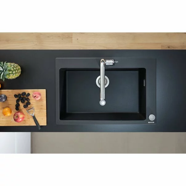 Chiuveta compozit Hansgrohe S51 SilicaTec gri piatra 77x51 cm [6]