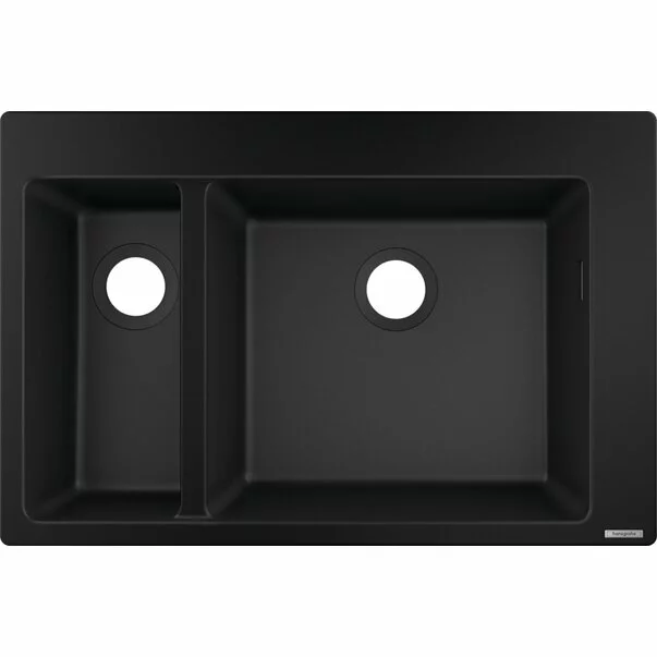 Bucatarie - Chiuveta compozit Hansgrohe S51 SilicaTec negru grafit 77x51 cm 2 cuve