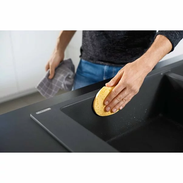 Chiuveta compozit Hansgrohe S51 SilicaTec negru grafit 77x51 cm 2 cuve [5]