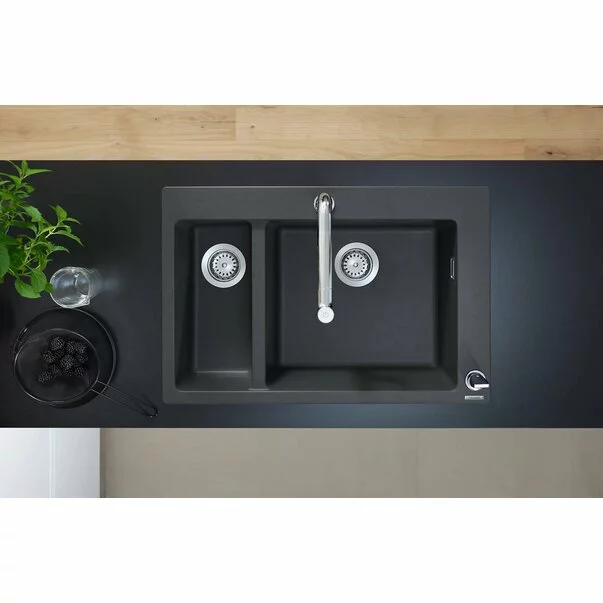 Chiuveta compozit Hansgrohe S51 SilicaTec gri piatra 77x51 cm 2 cuve [3]