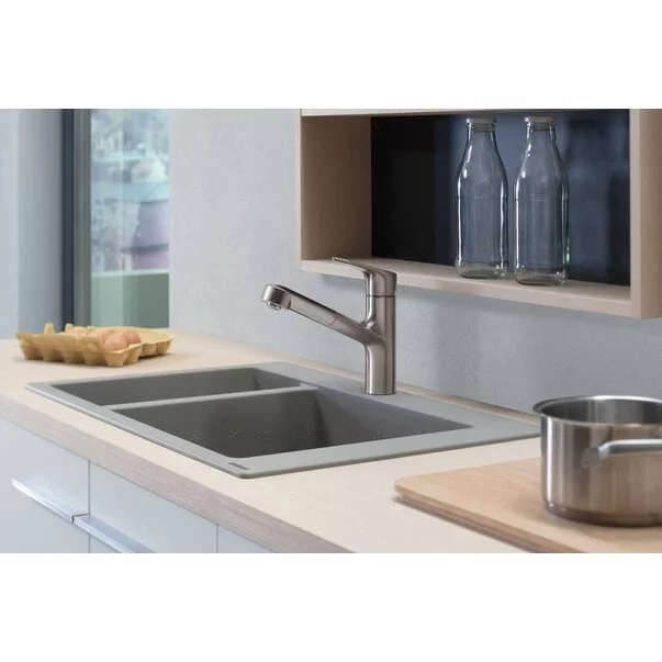 Chiuveta compozit Hansgrohe S51 SilicaTec gri beton 77x51 cm [3]