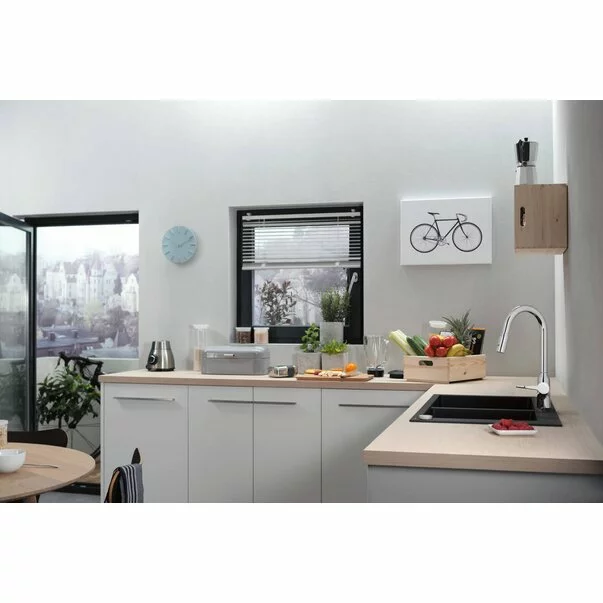 Chiuveta compozit Hansgrohe S51 SilicaTec gri piatra 88x51 cm [2]