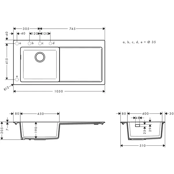 Chiuveta compozit gri Hansgrohe S51 SilicaTec 105x51 cm [2]