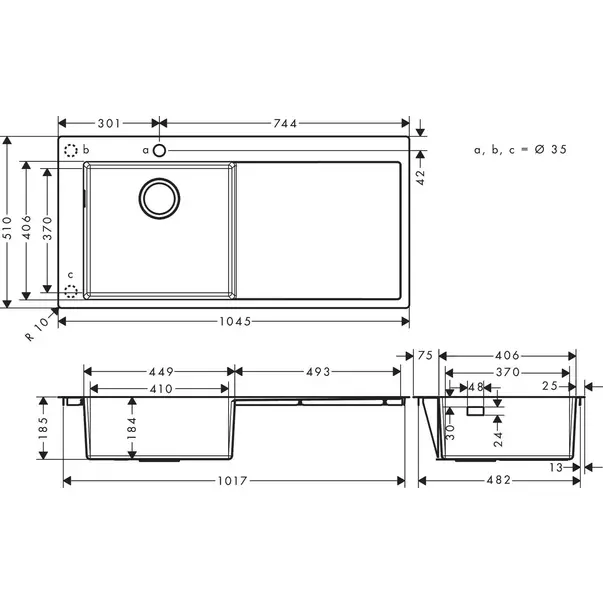 Chiuveta bucatarie Hansgrohe S71 inox 104.5x51 cm picurator stanga [2]