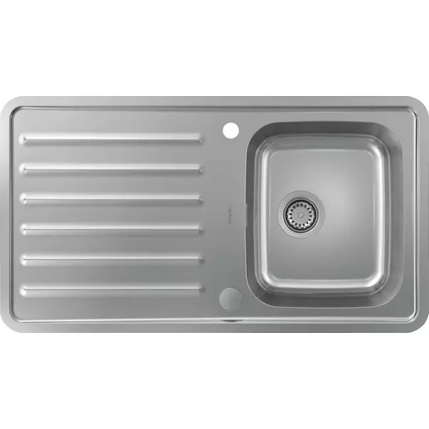 Chiuvete Inox - Chiuveta bucatarie Hansgrohe S41 inox 91.5x50.5 cm cu orificiu buton