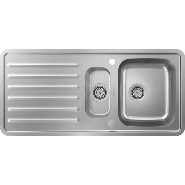 Chiuvete Inox - Chiuveta bucatarie Hansgrohe S41 inox 107.5x50.5 cm cu orificiu buton