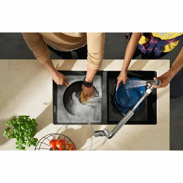 Chiuveta compozit Hansgrohe S51 SilicaTec negru grafit 82x45 cm [5]