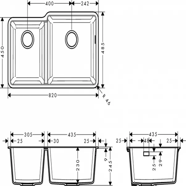 Chiuveta compozit gri inchis Hansgrohe S51 SilicaTec 82x48.5 cm [2]