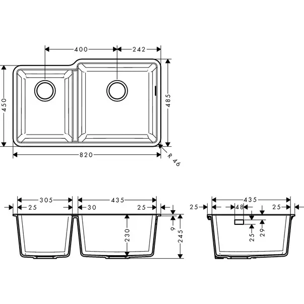 Chiuveta compozit gri Hansgrohe S51 SilicaTec 82x48.5 cm [2]