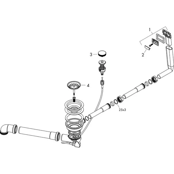 Sifon automat Hansgrohe D14-11 pentru chiuveta din granit cu o cuva [2]
