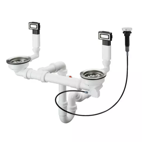 Bucatarie - Sifon automat Hansgrohe D15-11 pentru chiuveta din granit cu doua cuve