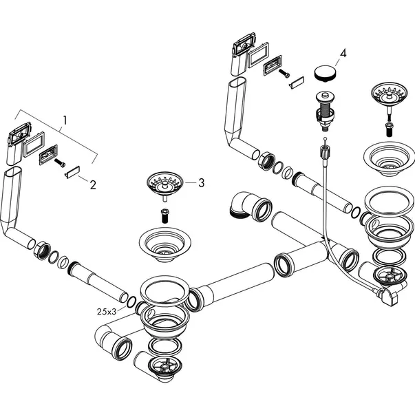 Sifon automat Hansgrohe D15-11 pentru chiuveta din granit cu doua cuve [2]