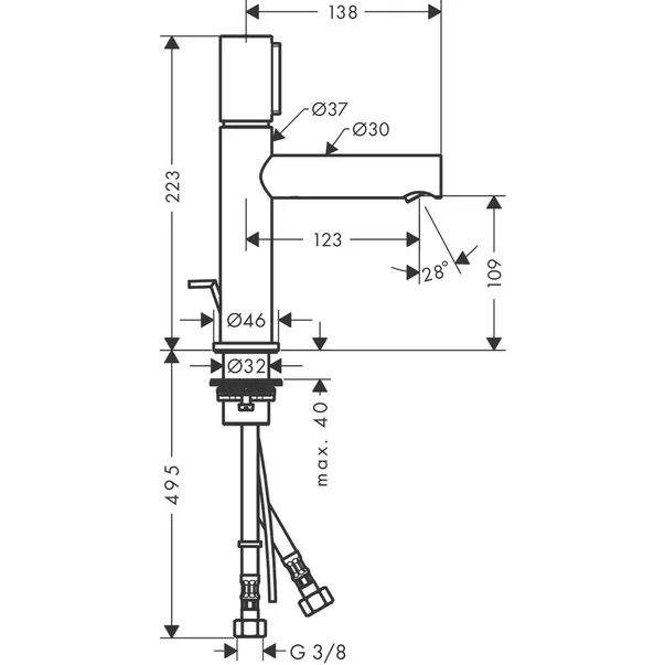Baterie lavoar monocomanda Hansgrohe Axor Uno Select 110 [2]